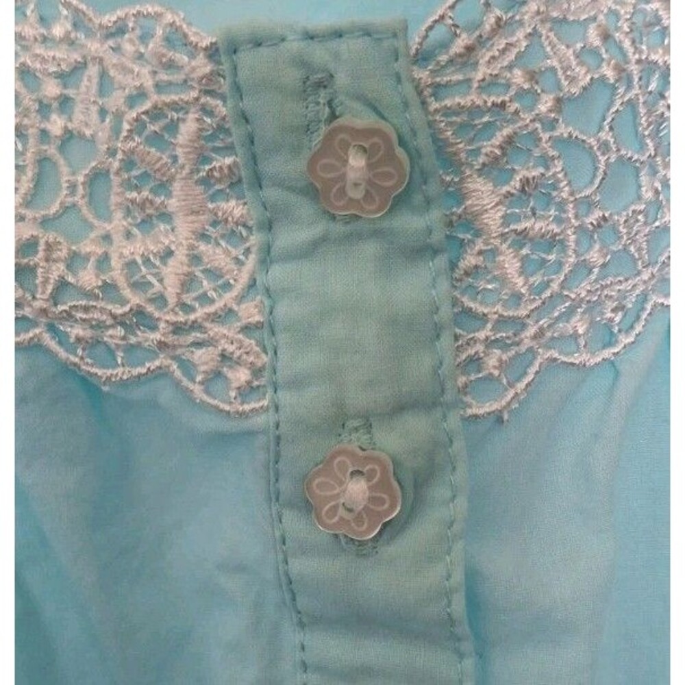 Victorian 100% Cotton Nightgown Large Seafoam Blue Cottagecore Modest Ruffled - Picture 5 of 8